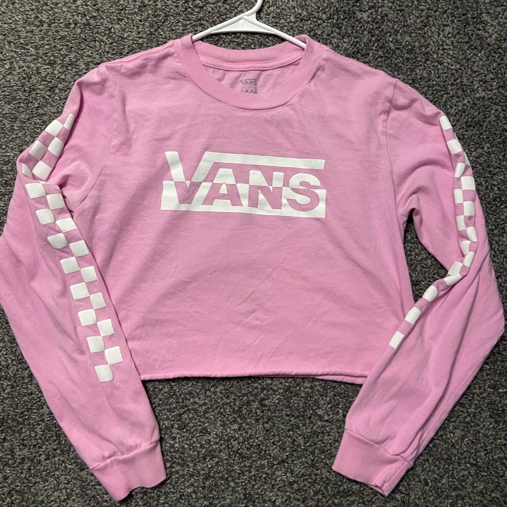 Vans Womens Medium Pink and White Checkered Long sleeve